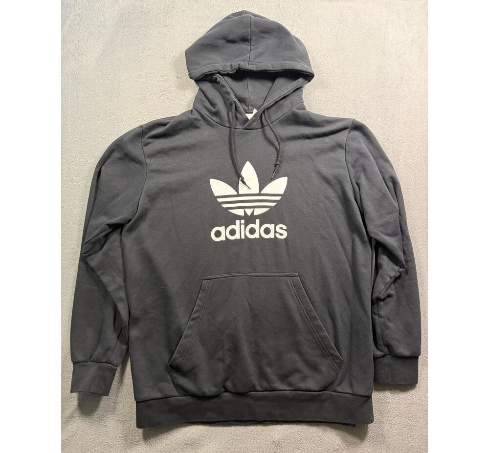 Adidas Originals Men's XL Black White Trefoil Logo Pullover Hoodie Sweatshirt